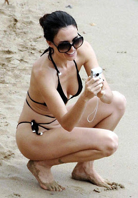Actress Paz Vega in a black bikini