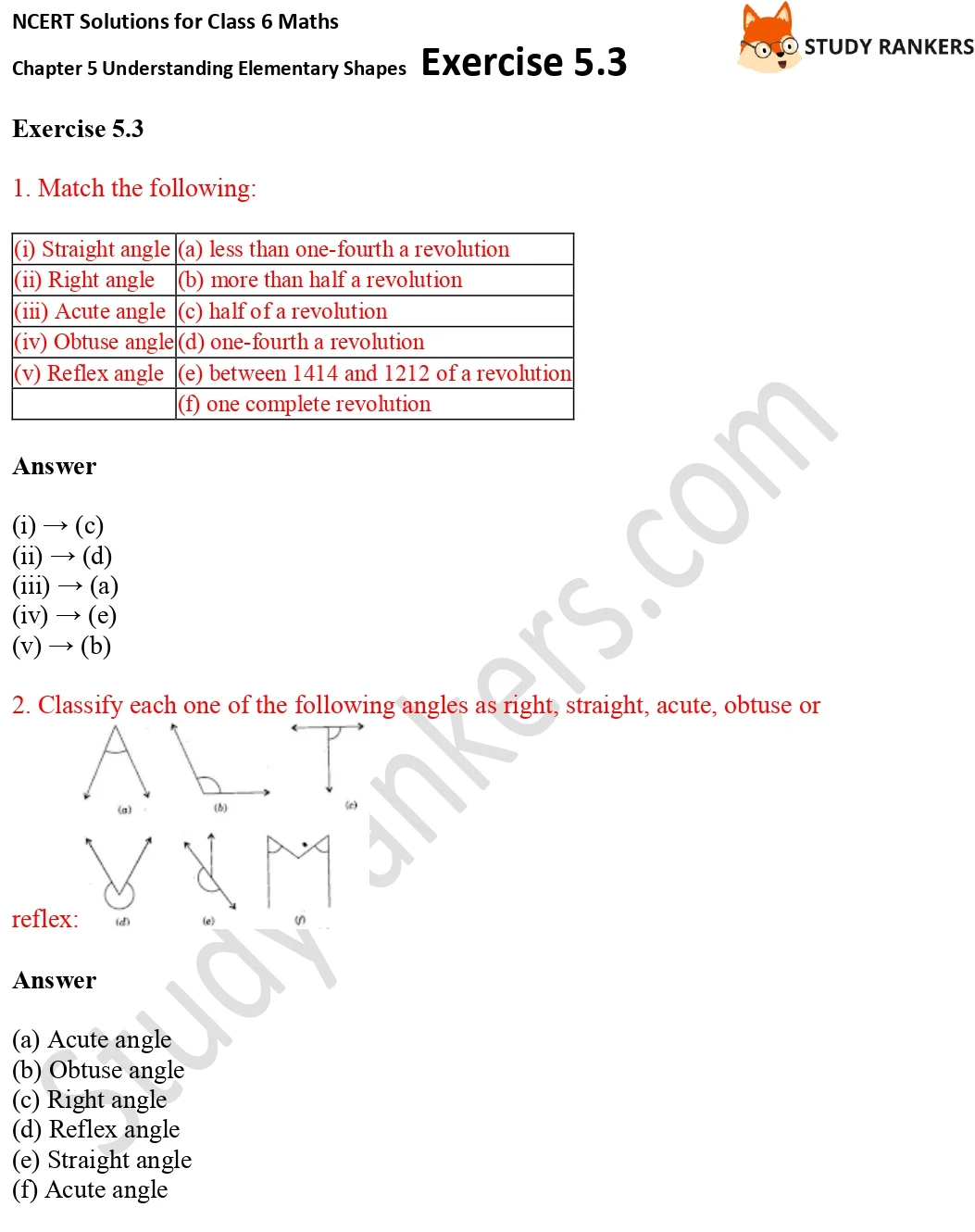 NCERT Solutions for Class 6 Maths Chapter 5 Understanding Elementary Shapes Exercise 5.3