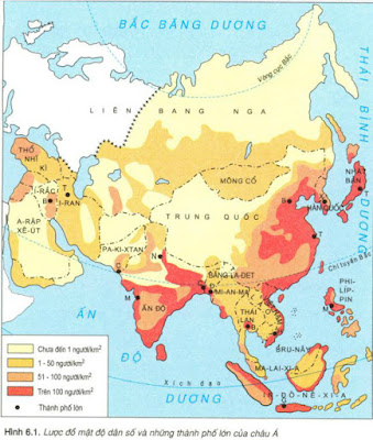 phân bố dân cư và các thành phố lớn của châu Á