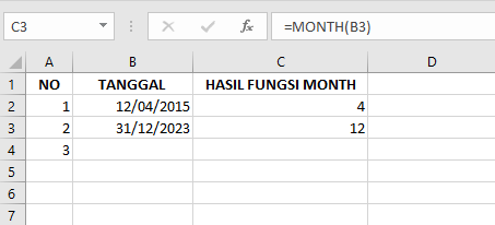 Tutorial dan Contoh Fungsi MONTH pada Microsoft Excel