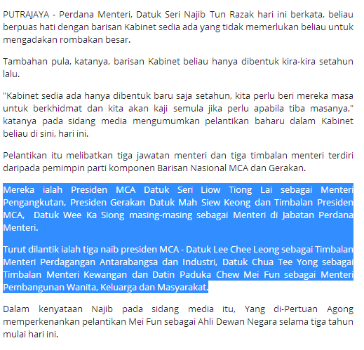 .: rombakan kabinet satu malaysia kena kencing