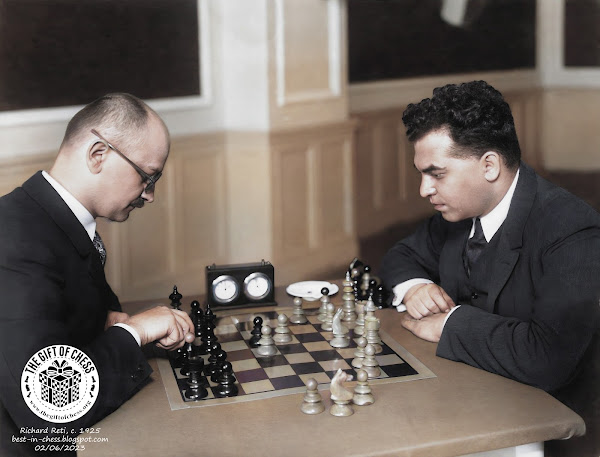 Photograph of Richard Reti playing White in a tournament c. 1925.