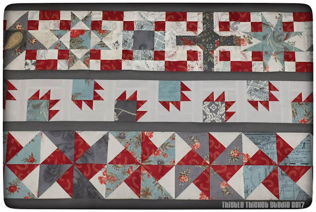 thistle thicket studio, row quilt challenge, 9 patch blocks, bear's paw blocks, double pinwheel blocks, sewing, quilting