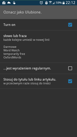 Handy News Reader ver. 0.7.21 - Filtr Globalny