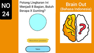 Potong Lingkaran Ini Menjadi 8 Bagian, Butuh Berapa X Gunting? - Kunci Jawaban Brain Out Level 24