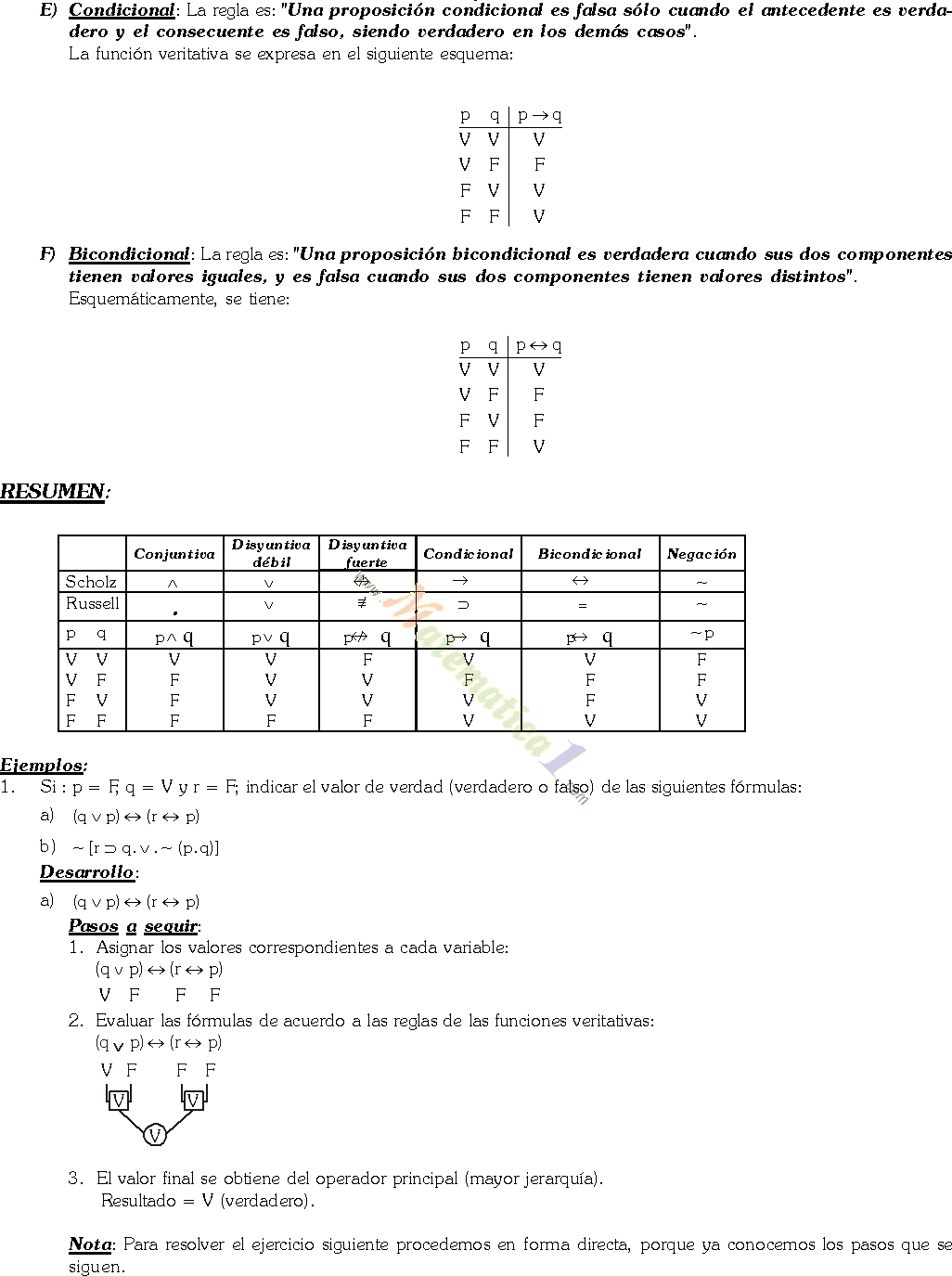 Tablas De Verdad Logicas Ejercicios Pdf