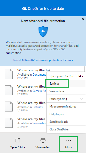 Open OneDrive Settings