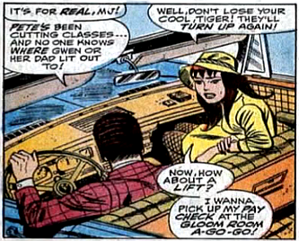 Amazing Spider-Man #61, don heck, john romita, mary jane watson and harry osborn sit in his car as she sets off to get her payment from the nightclub she's a dancer at