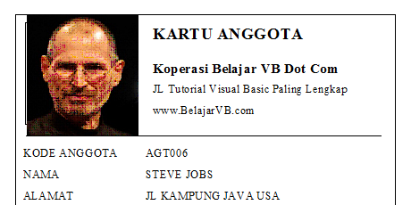  Membuat Laporan Cetak Kartu Anggota Dengan VB 6.0