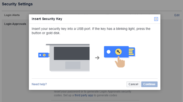 Thêm tính năng bảo mật tài khoản Facebook thông qua USB Key