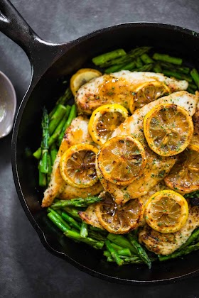 #Recipe : Lemon Chicken with Asparagus