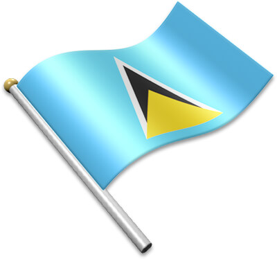 The Saint Lucian flag on a flagpole clipart image