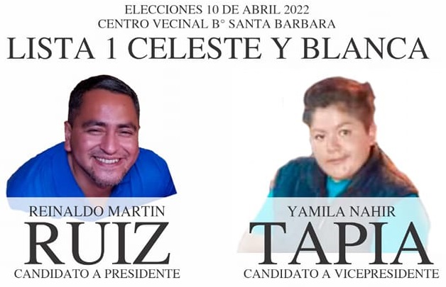 Martin Ruiz y Nahir Tapia encabezan la Lista “Celeste y Blanca” 