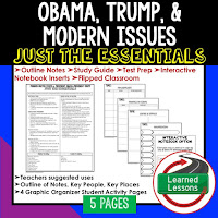 Obama & Trump,  American History Outline Notes, American History Test Prep, American History Test Review, American History Study Guide, American History Summer School, American History Unit Reviews, American History Interactive Notebook Inserts