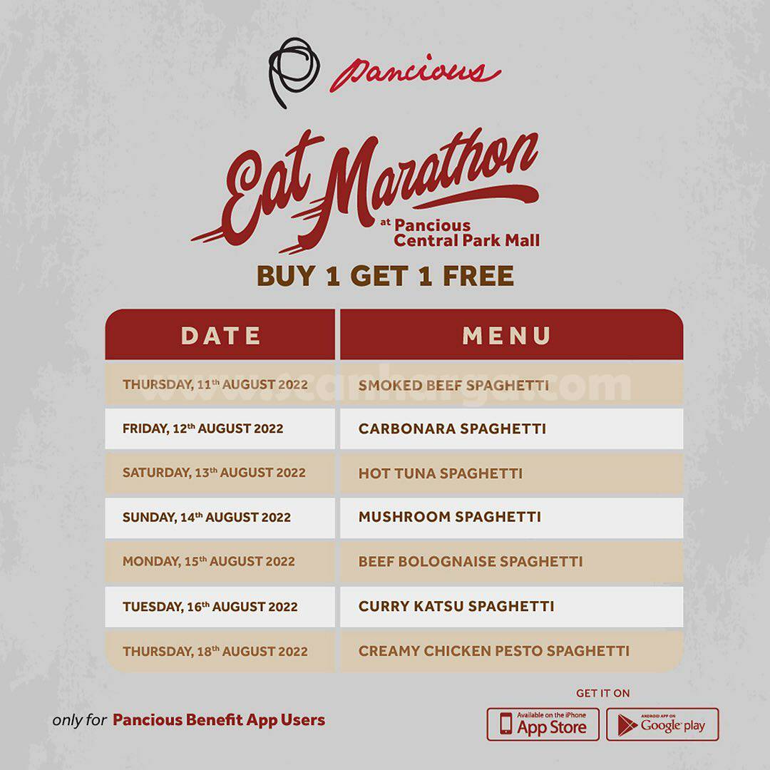 Pancious Central Park Mall Promo Eat Marathon – Get Buy 1 Get 1 Free