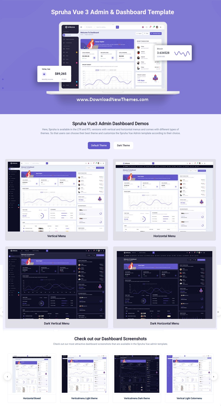 Spruha – Vue3 and Vite Admin Dashboard Template Review