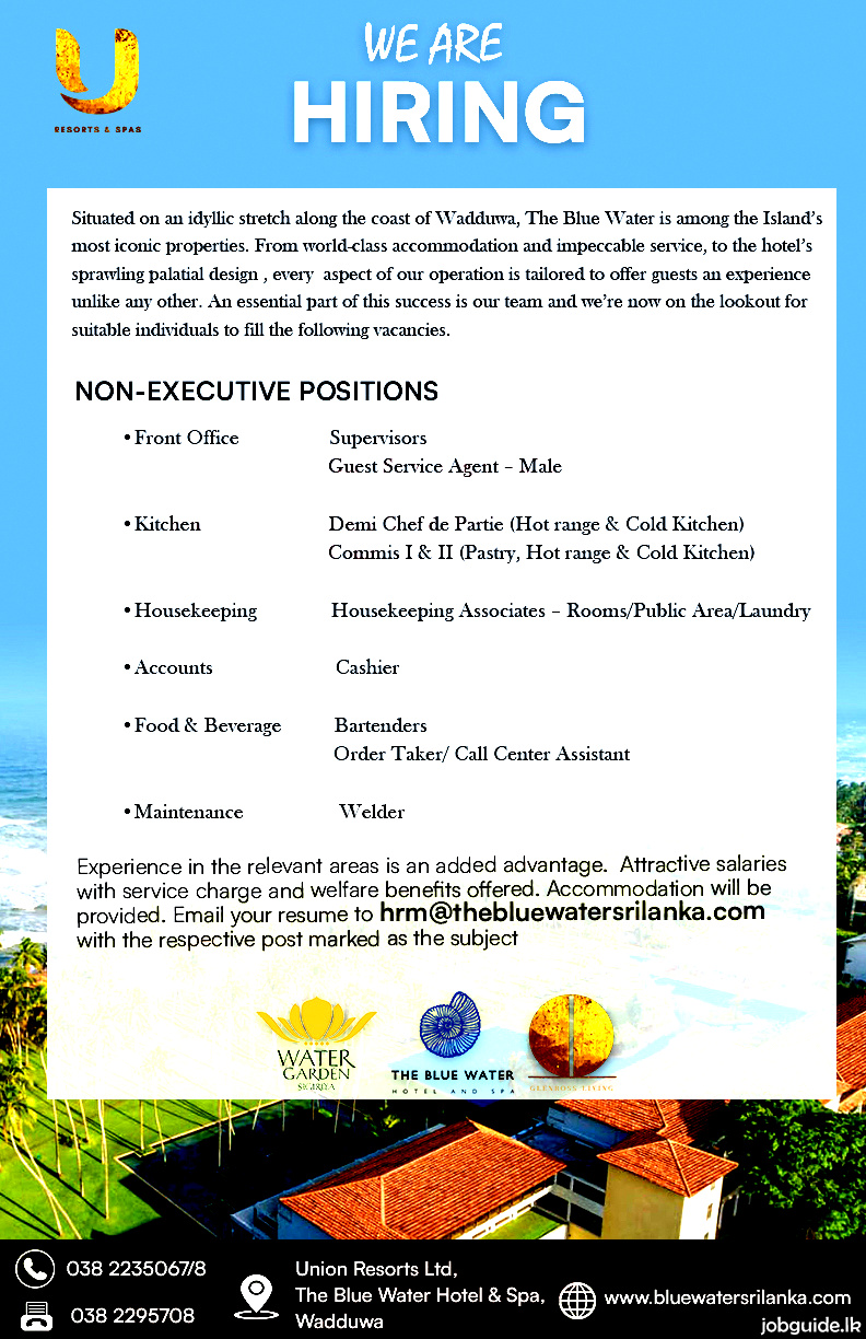 Hotel jobs Sri Lanka 2022 october