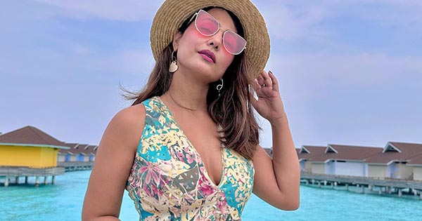 hina khan cleavage dress vacation pics