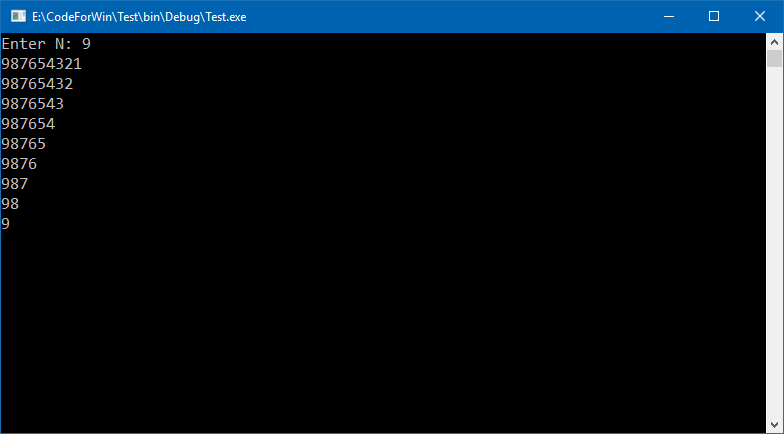 C program to print number pattern