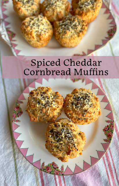 Food Lust People Love: These spiced cheddar cornbread muffins are baked with cumin, kalonji and cayenne pepper, tasty savory treats perfect for breakfast or snack time.