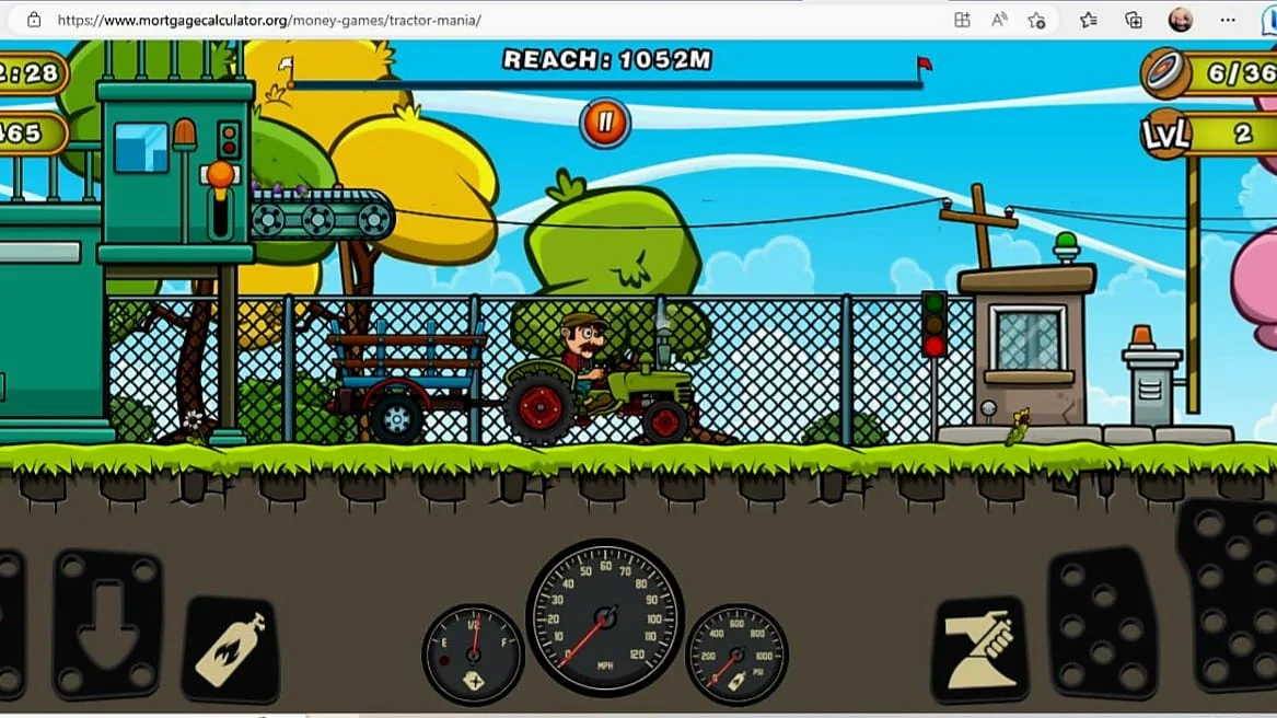 Tangkapan layar game online Tractor Mania, Mortgagecalculator.org