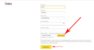 register on Yandex
