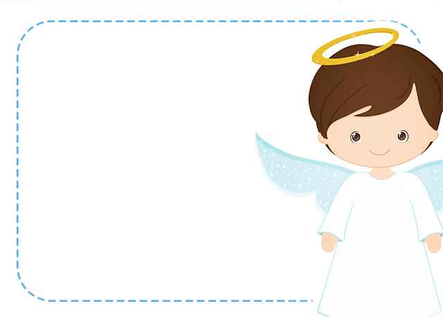 Cute Angel Boy: Free Printable Invitations, Labels or Cards.