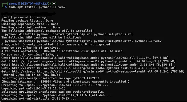 install venv in kali linux