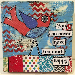 painted bird, mixed media bird, red bird, art bird, too much happy