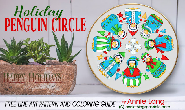 Annie Lang's FREE Holiday Penguin Circle DIY project because Annie Things Possible for Christmas