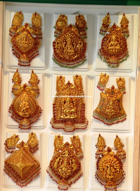 South Indian Traditional Gold Temple Jewellery Pendant sets