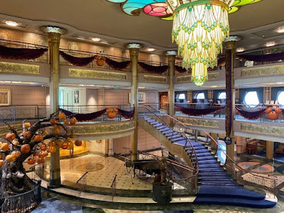 Disney Fantasy Halloween decorations in the atrium