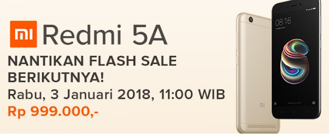 Promo ! Xiaomi Redmi 5A Hadir lagi, 3 Januari 2018