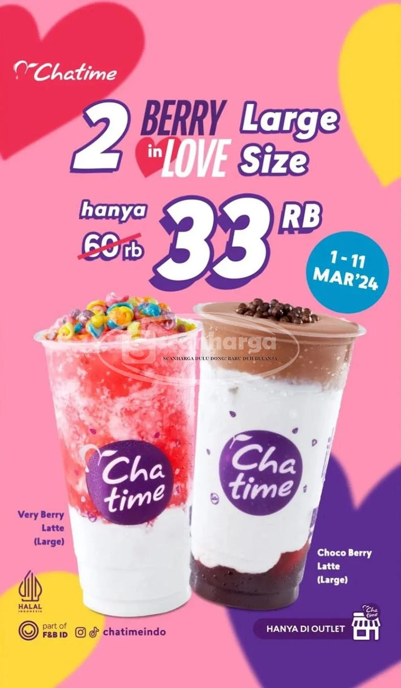 Promo CHATIME BELI 2 BERRY IN LOVE Series Cuma Rp. 33Ribu