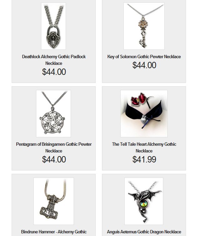 Designer Gothic Jewelry & Accessories