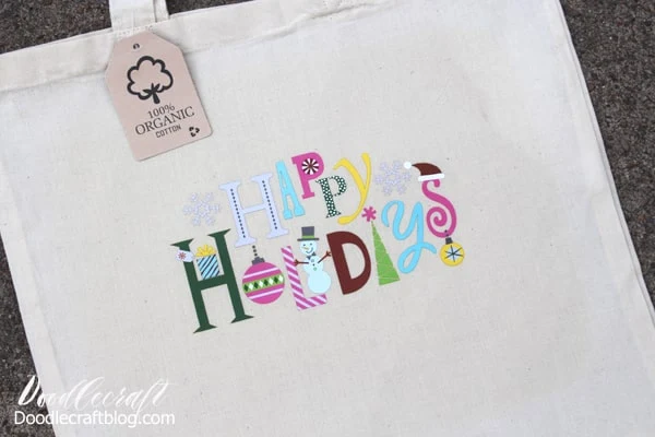 Happy Holidays Iron On Design Tote for Christmas in July!