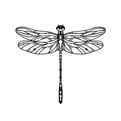 Dragonfly minimal tattoo stencil