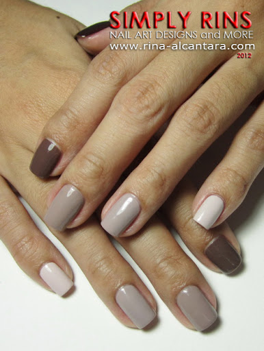 Brown Ombre and Dots Nail Art Design