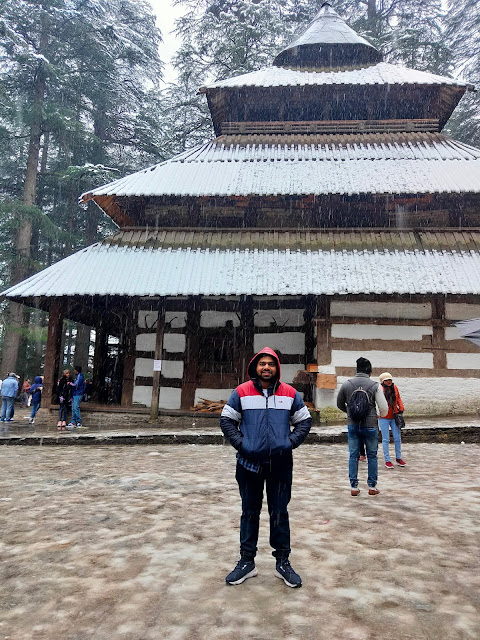 Snow fall at Hidimba Temple, old manali