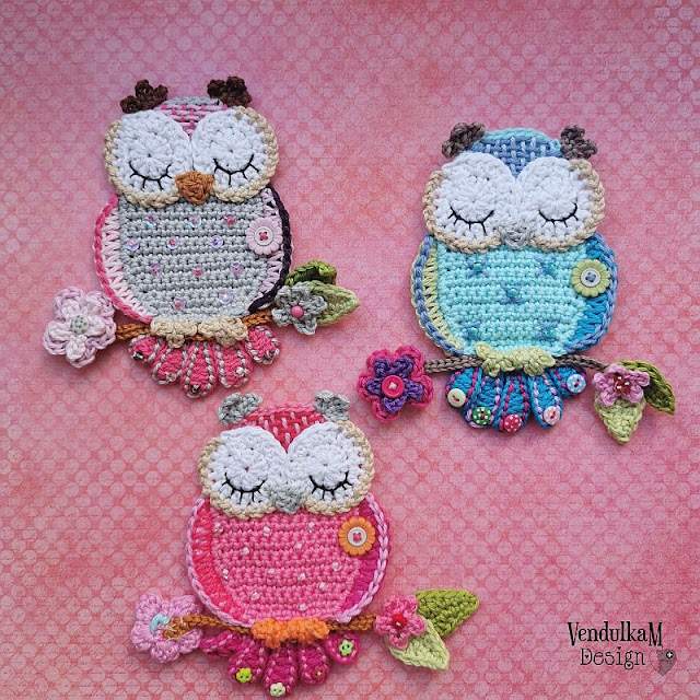 crochet owl applique