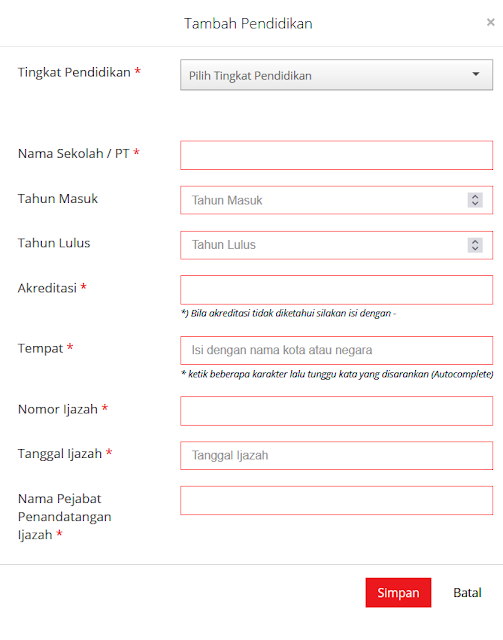 Gambar: Tambah Riwayat pendidikan