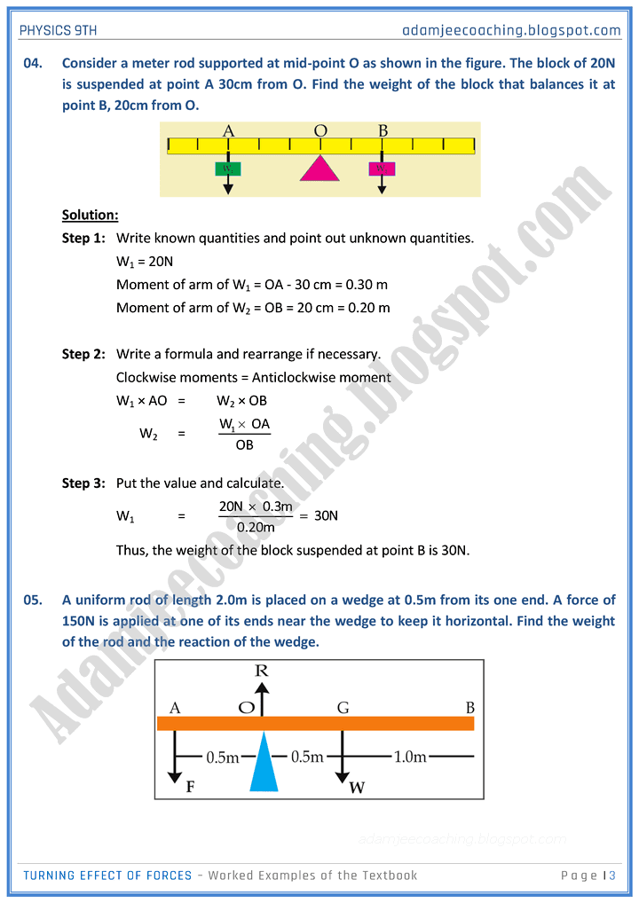 turning-effect-of-forces-solved-examples-of-the-textbook-physics-9th