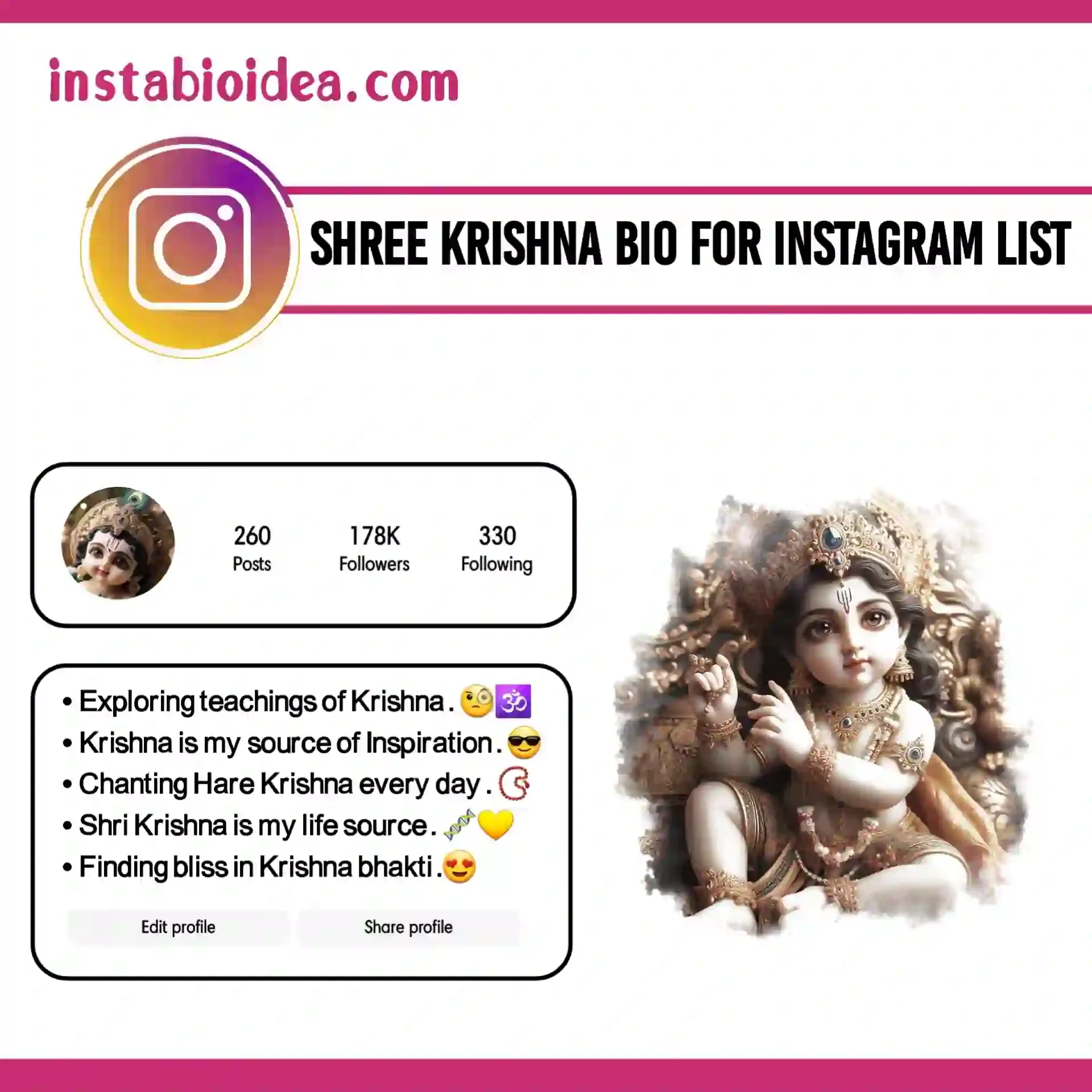 shree krishna bio for instagram list image