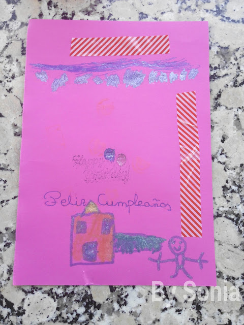 Tarjeta de cumpleaños realizada por un niño