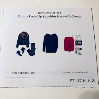 November 2017 Stitch Fix Review. Stitches&Stripes Emmie Lace-Up Shoulder Cutout Pullover | brazenandbrunette.com