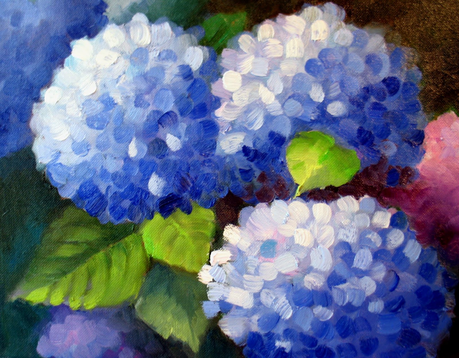 Nel39;s Everyday Painting: Hydrangeas on the Bush  SOLD