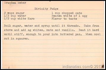Divinity Fudge recipe from Tillie Weber.