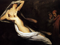 1835, Ary Scheffe, les fantômes de Paolo et Francesca apparaissent devant Dante et Virgile