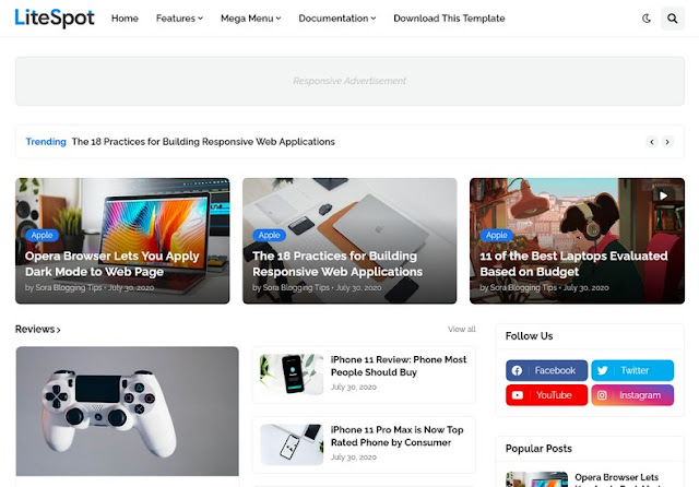 LiteSpot Responsive Blogger Template