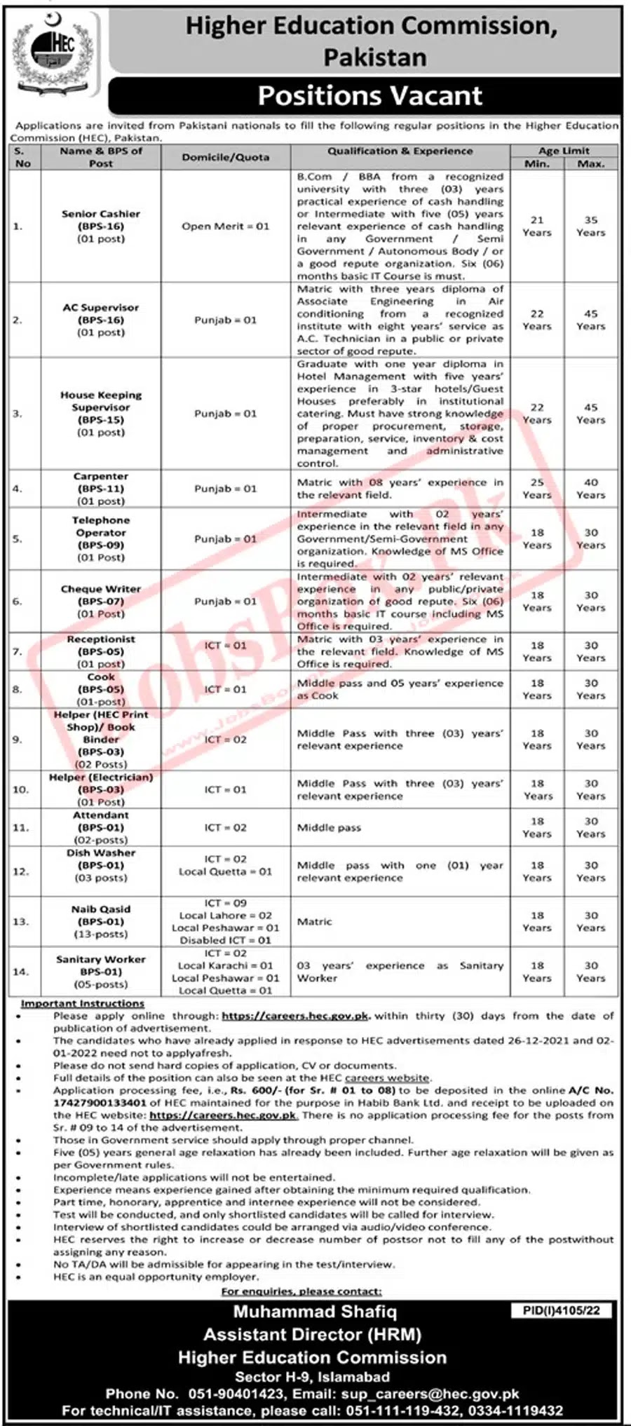 HEC Jobs 2023 - Higher Education Commission Jobs 2023